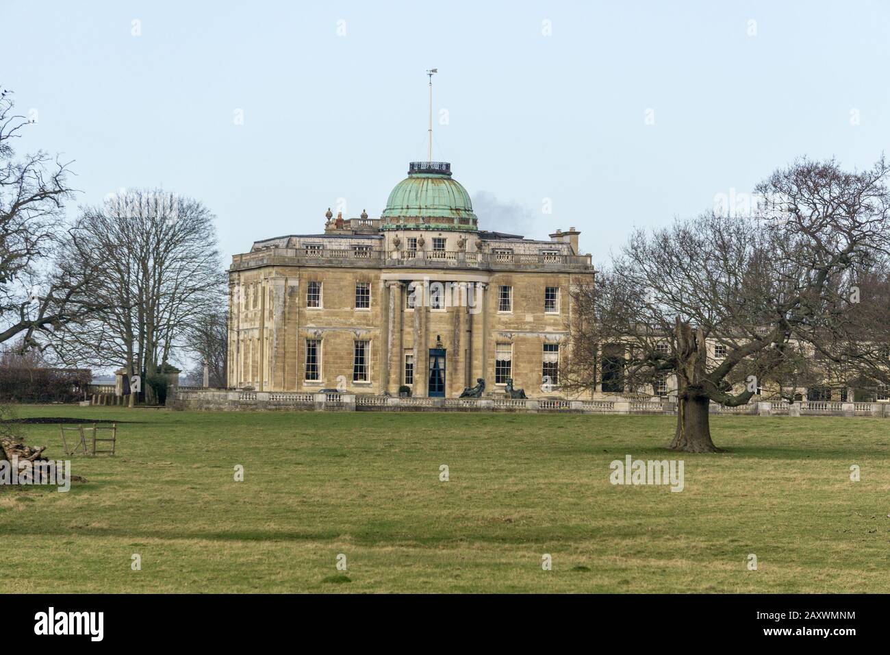 Tyringham Hall, une demeure majestueuse près de Newport Pagnell, Buckinghamshire, Royaume-Uni Banque D'Images