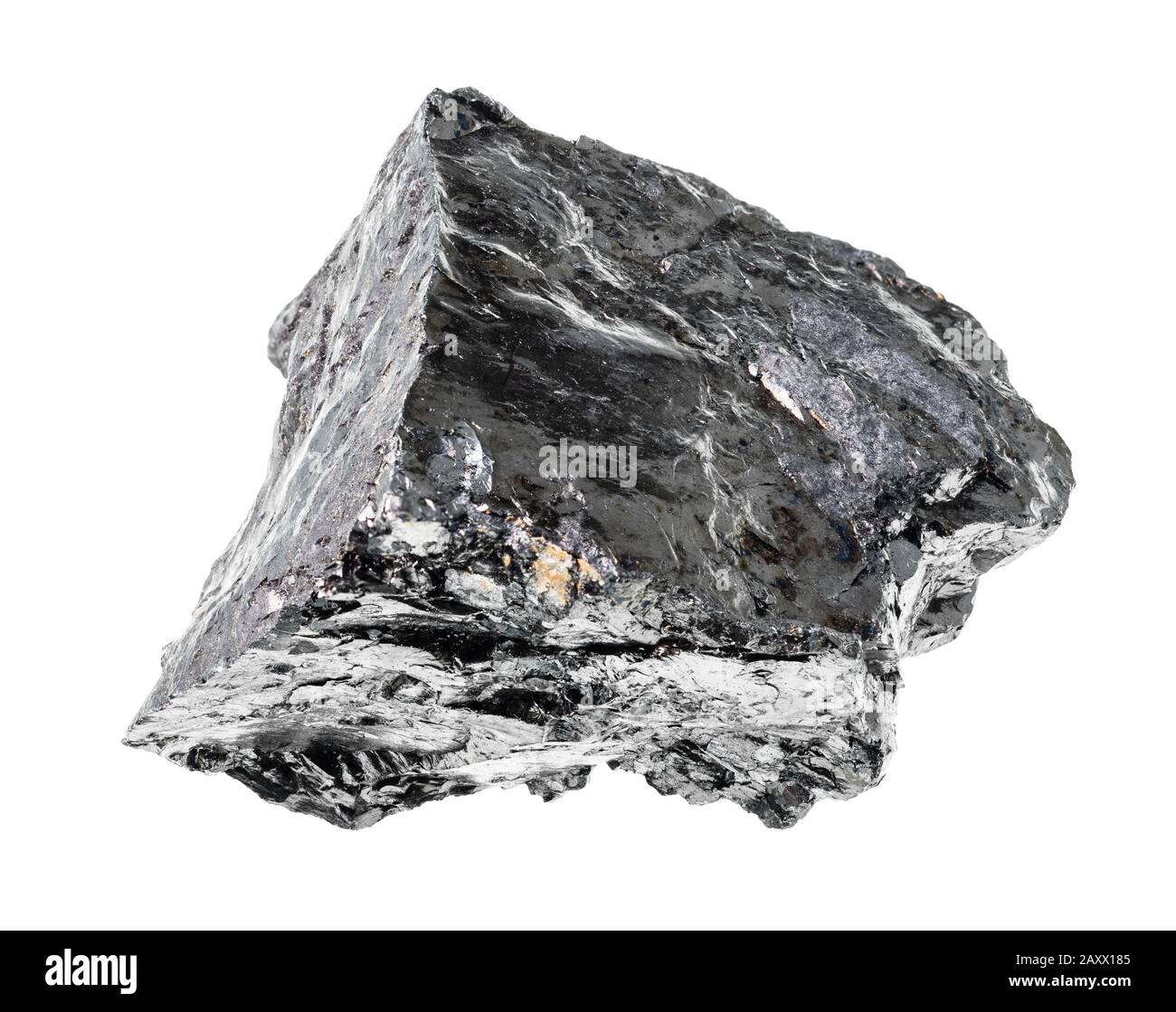 charbon bitumineux brut (charbon noir) découpe de roche sur fond blanc Banque D'Images