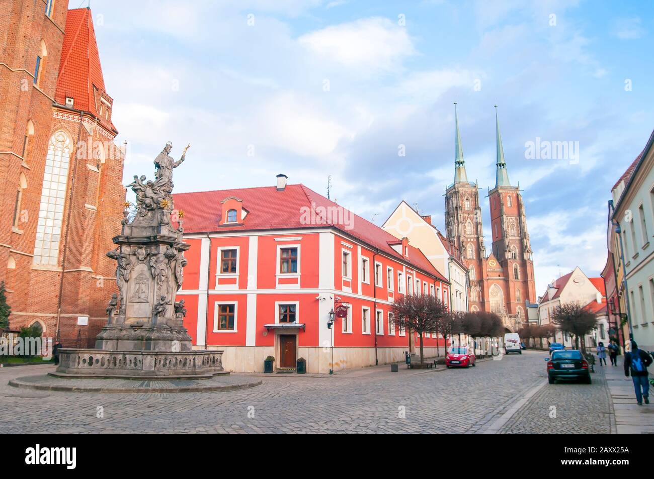 Wroclaw, Pologne, Février 2020. Cathédrale gothique de Saint-Jean-Baptiste (Katedra św. Jana Chryzciela) À Ostrow Tumski. Banque D'Images