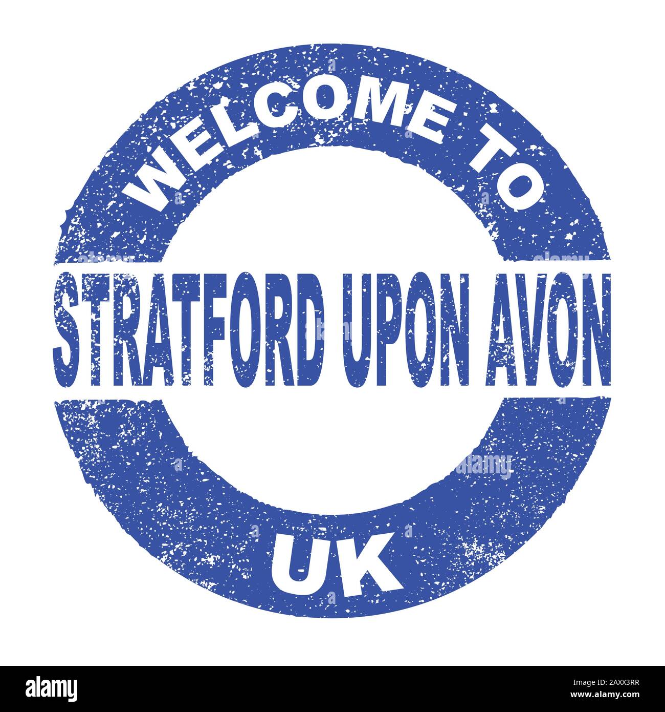 Un tampon d'encre en caoutchouc grunge avec le texte Bienvenue À Stratford Upon Avon UK sur un fond blanc Illustration de Vecteur