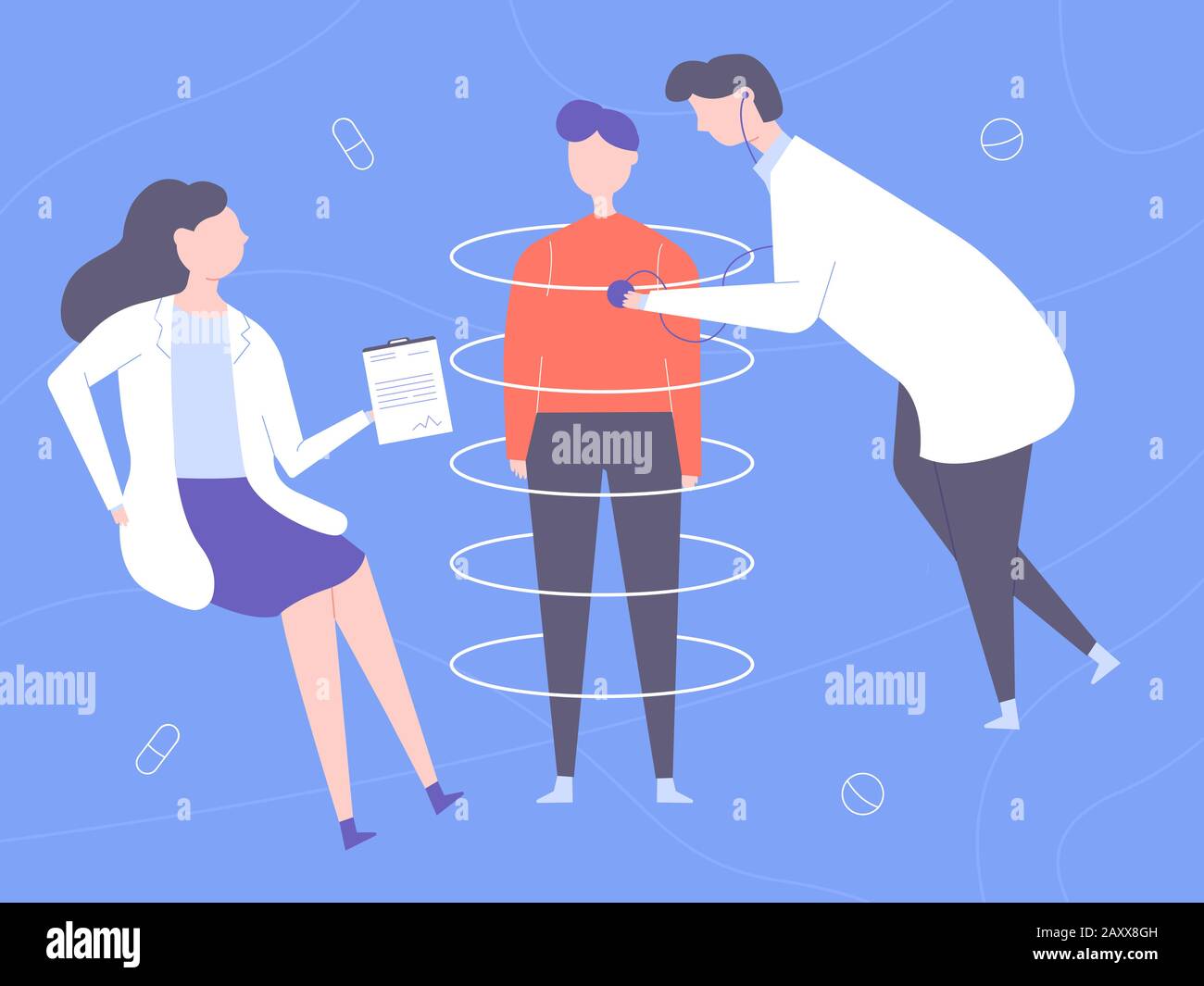 Patient, médecin et infirmière. Illustration de Vecteur