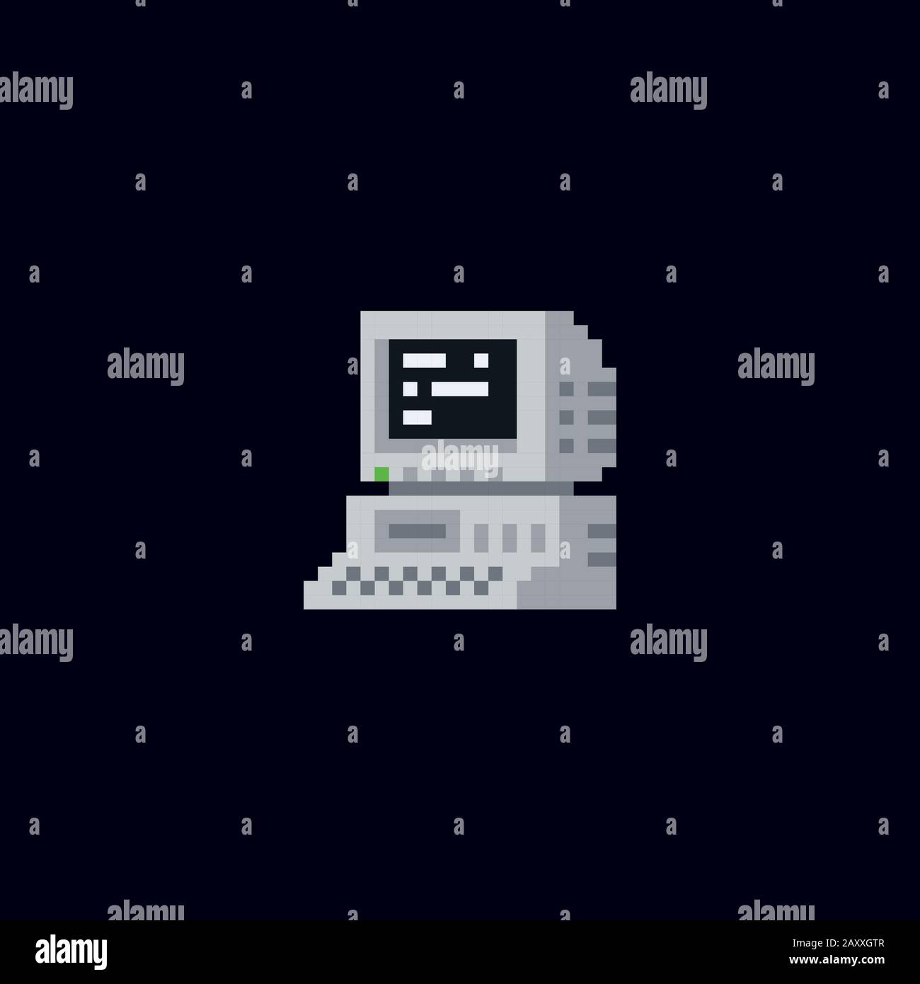 Ordinateur personnel rétro avec commandes de console de terminal à l'écran, boîtier d'ordinateur et illustration vectorielle vintage de clavier, icône isolée Illustration de Vecteur