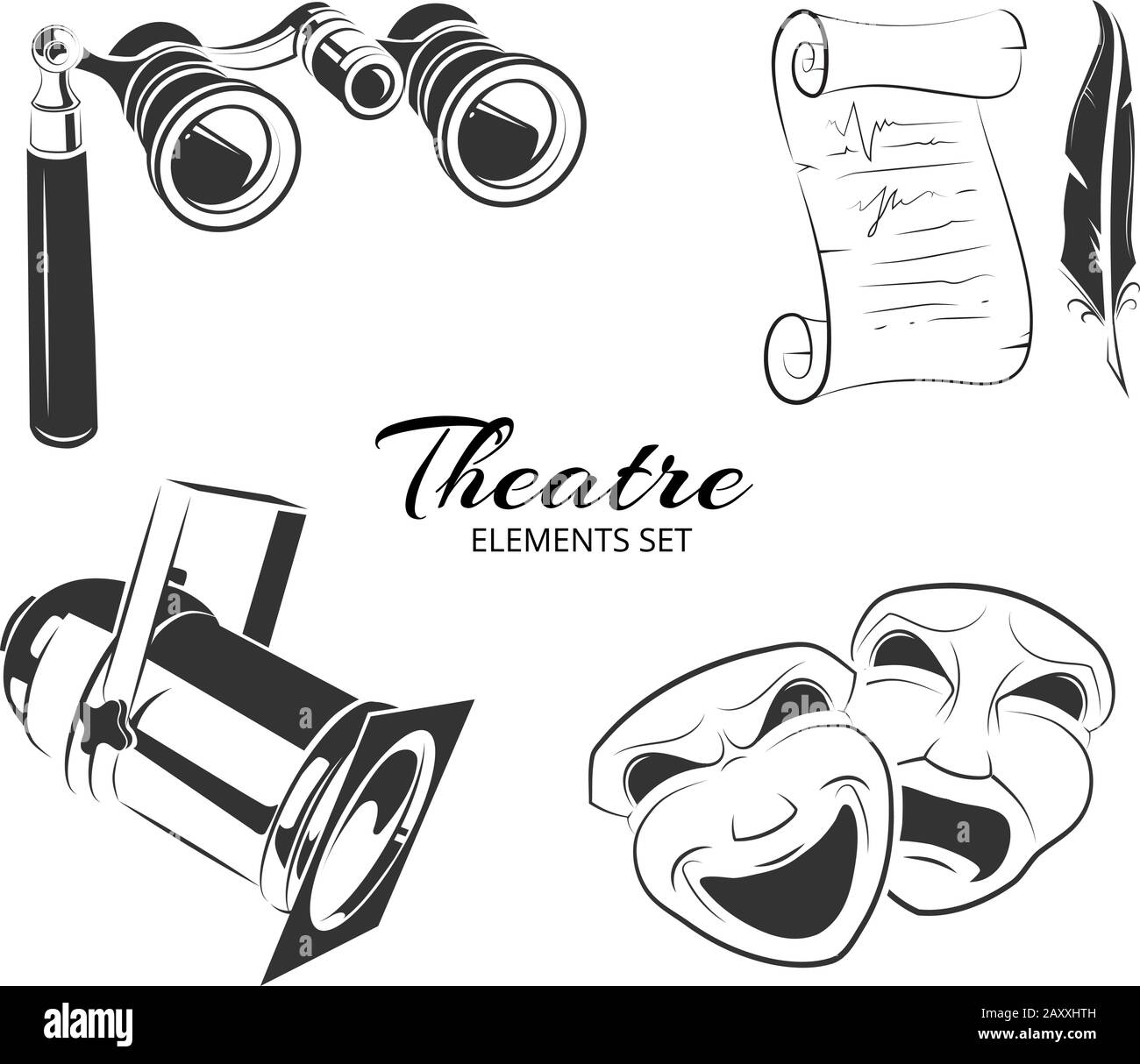 Éléments vectoriels pour le logo du théâtre. Les étiquettes de théâtre  indiquent les signes ou les symboles des emblèmes du théâtre Image  Vectorielle Stock - Alamy
