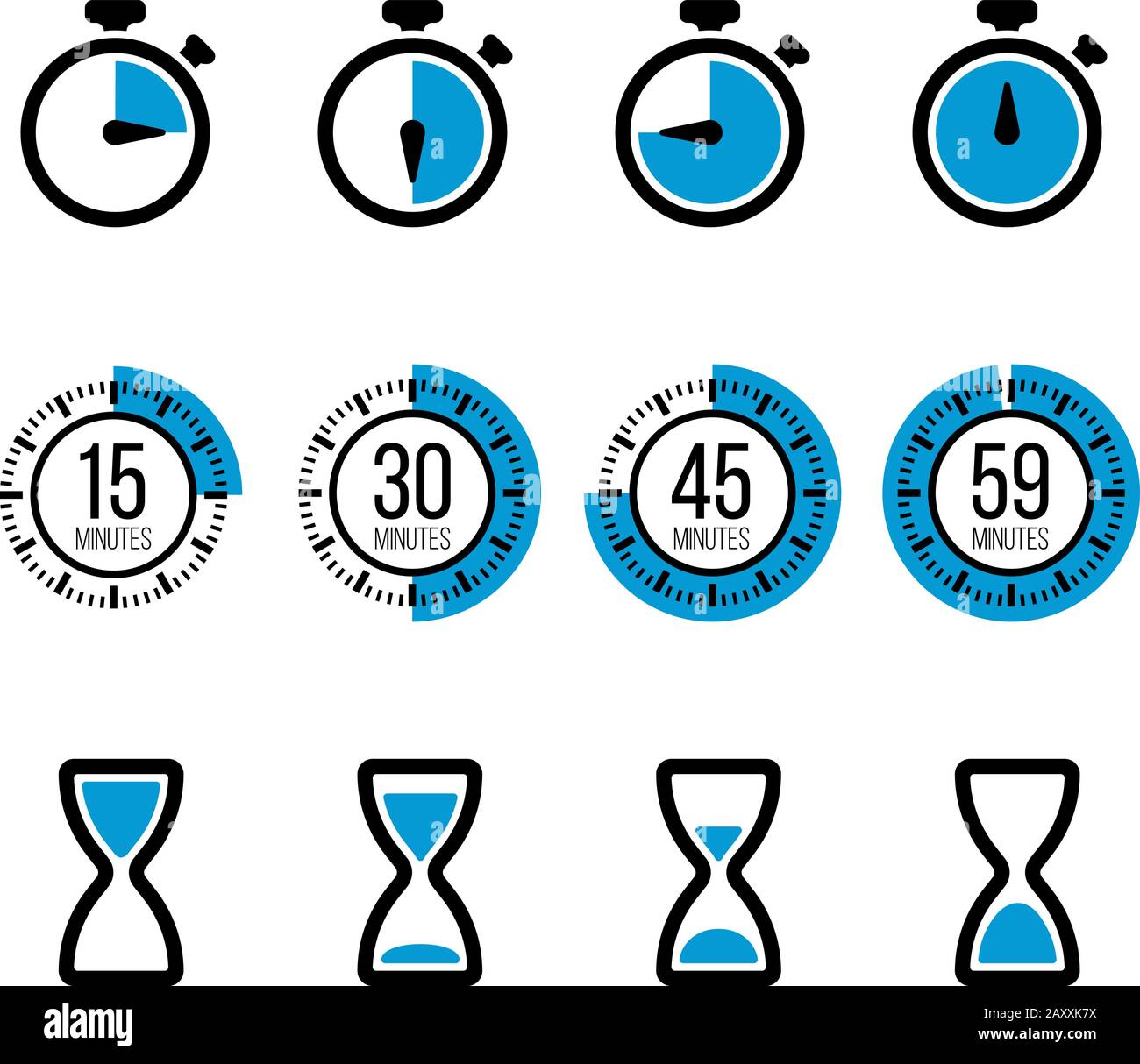 Icônes du minuteur. Icônes de minuteries isolées vectorielles et signes ...