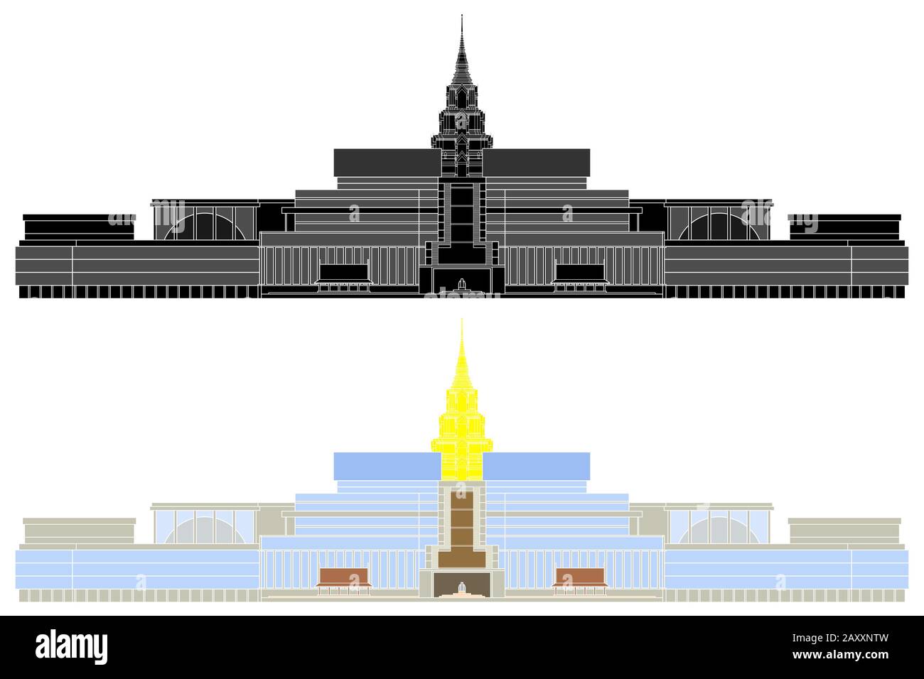 Nouveau bâtiment du Parlement de Thaïlande sans frontières. Illustration de Vecteur