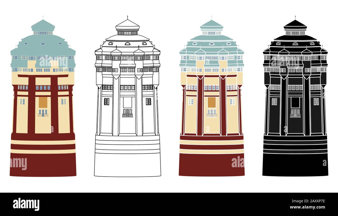 Tour d'eau Monchengladbach Illustration de Vecteur