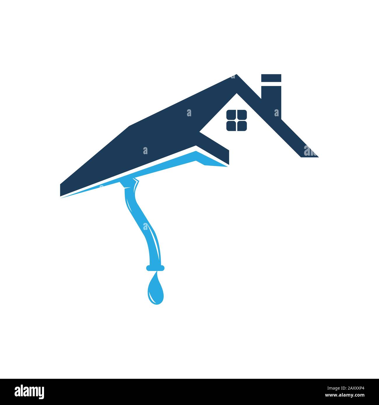 modèle de logo de gouttière et de toit de maison. Conception vectorielle de descente de toit. Logotype des services de gouttière Illustration de Vecteur