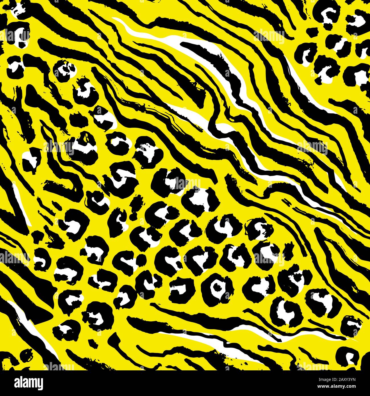 Leopard imprimer une tendance. Arrière-plan dessiné à la main jaune. Vector illustration. Illustration de Vecteur