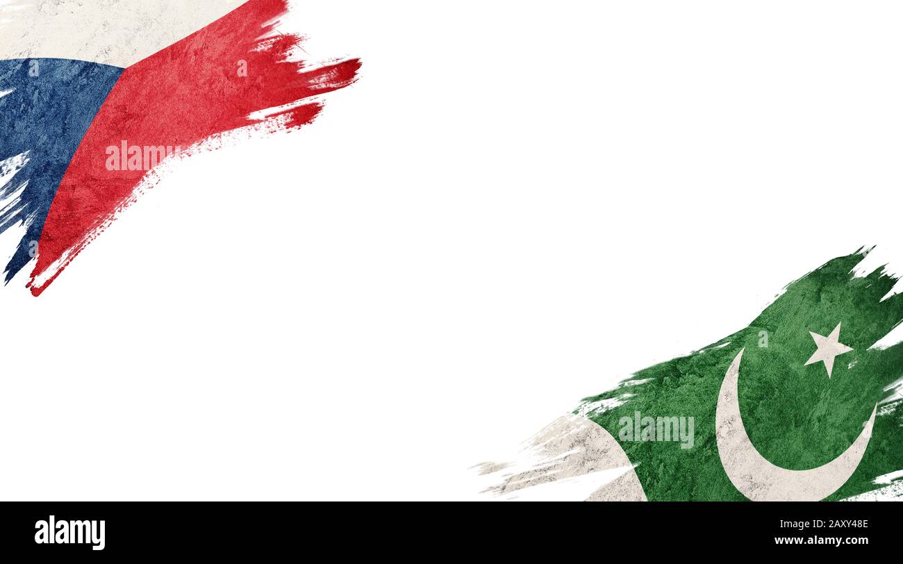 Drapeaux de la République tchèque et du Pakistan sur fond blanc Banque D'Images