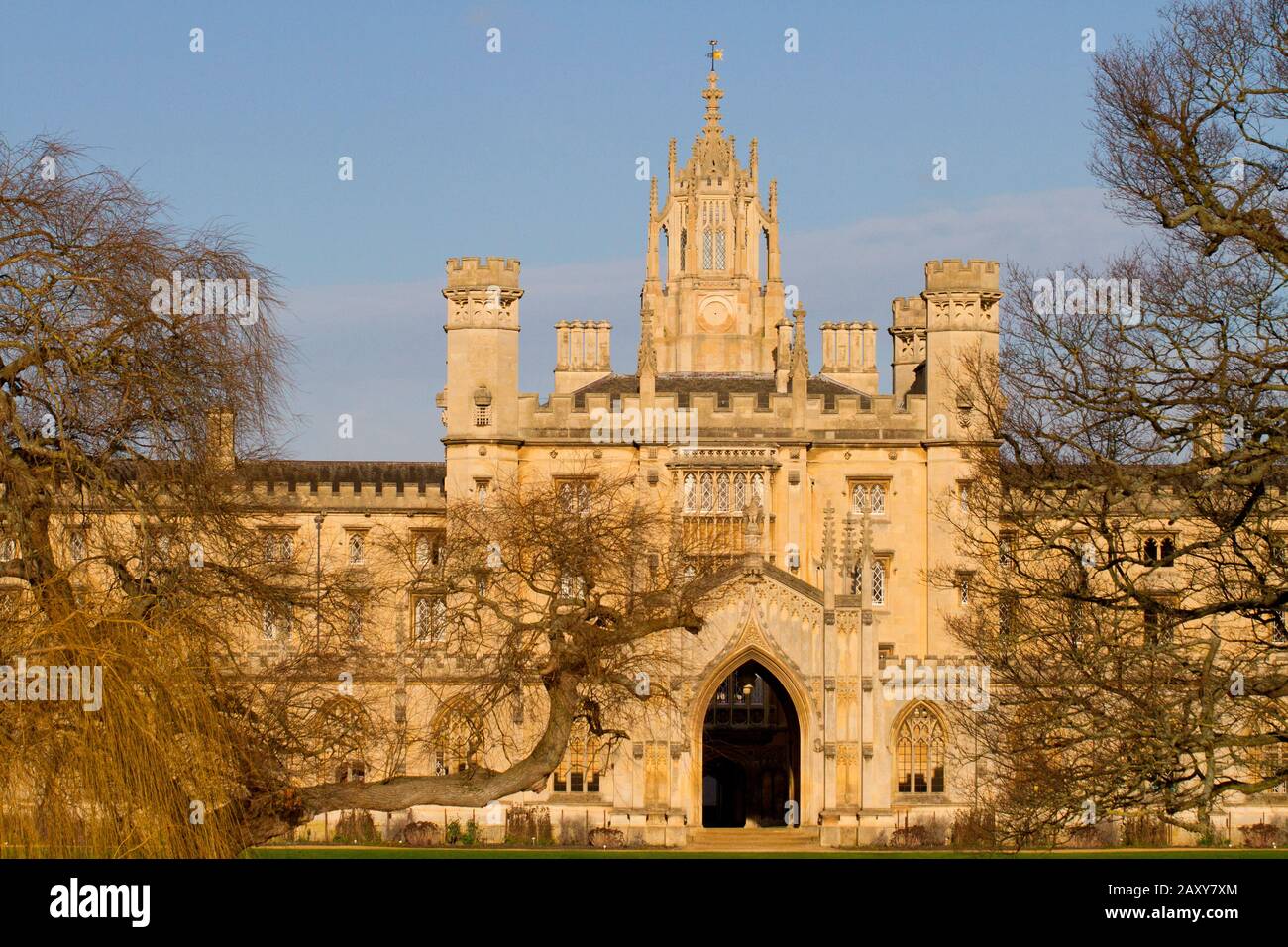 Gros plan sur l'entrée de La Nouvelle Cour du St.John's College, Cambridge, Angleterre Banque D'Images