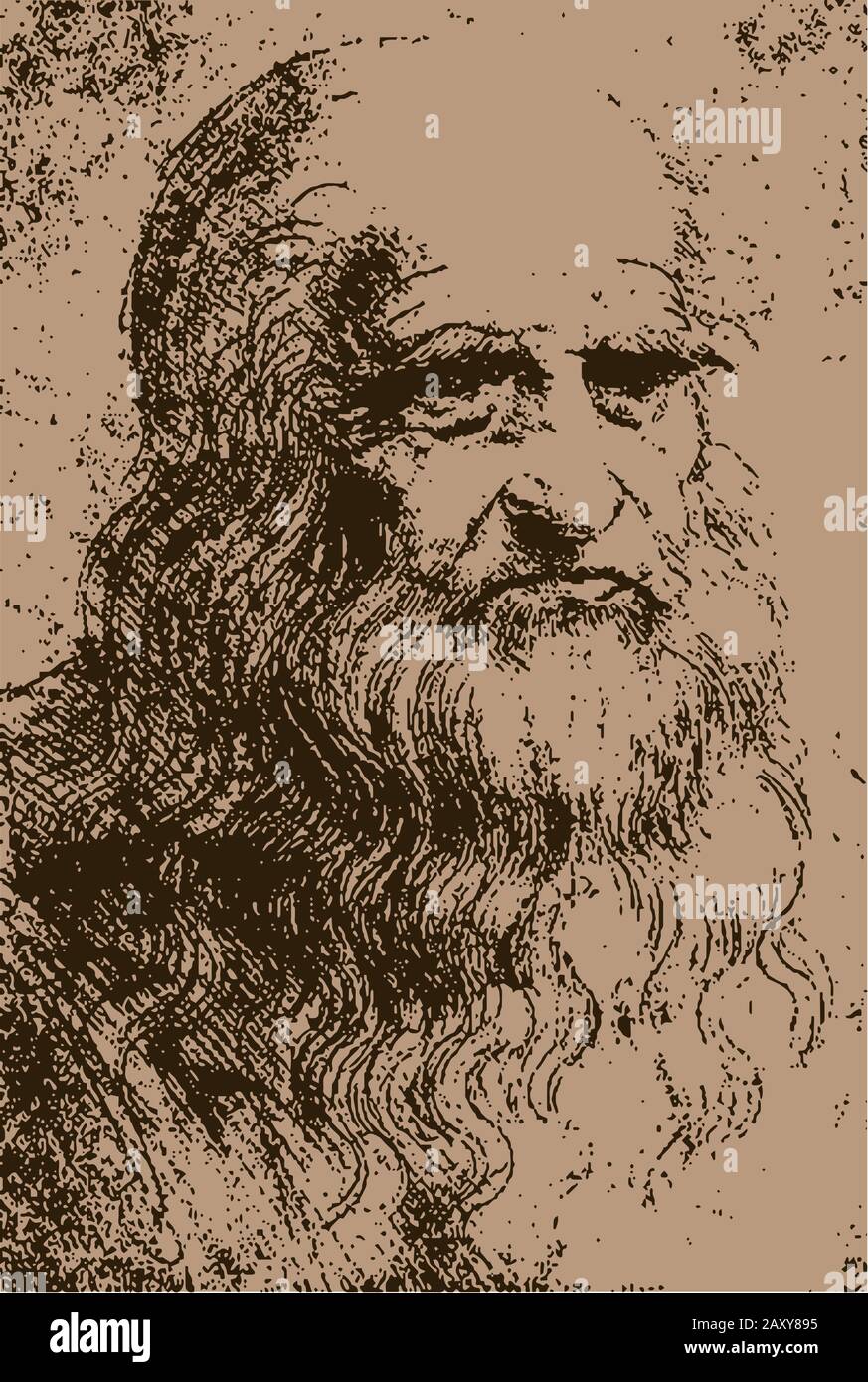 Autoportrait de l'illustration Leonardo da Vinci Illustration de Vecteur