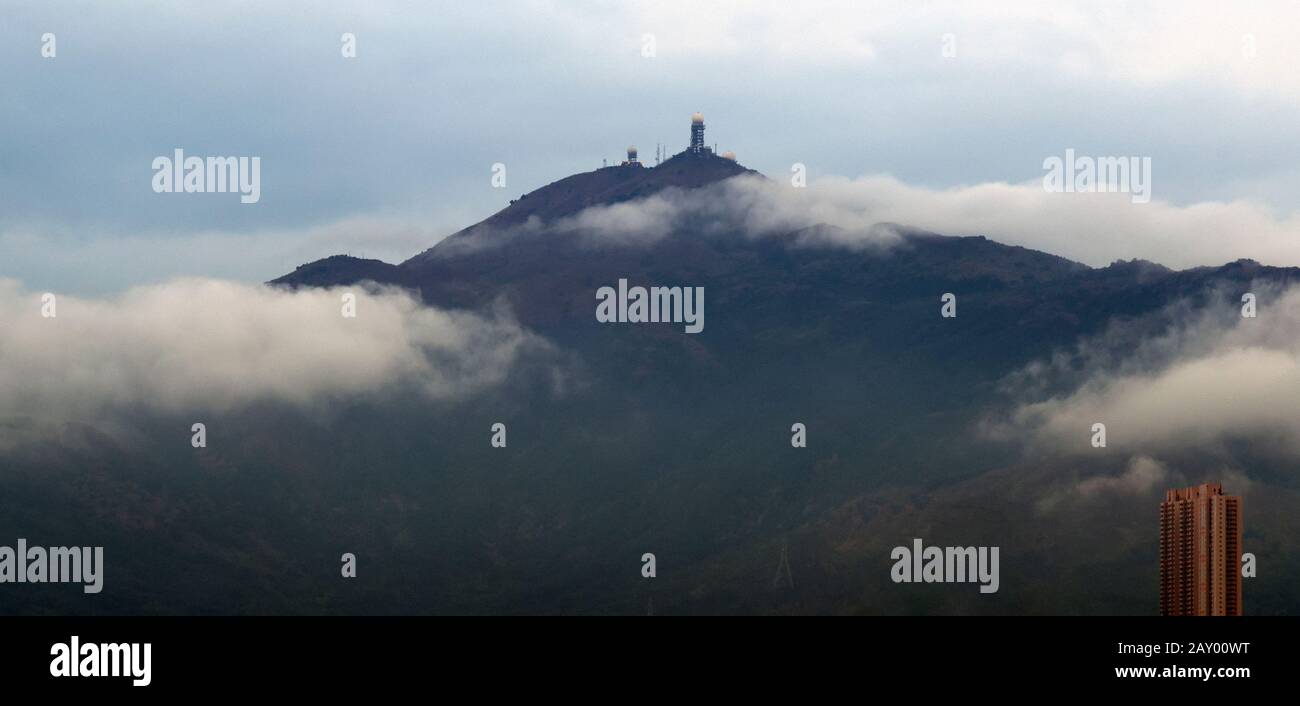 Tai Mo Shan Mountain, le plus haut sommet de Hong Kong, New Territories, Hong Kong, Chine. Banque D'Images