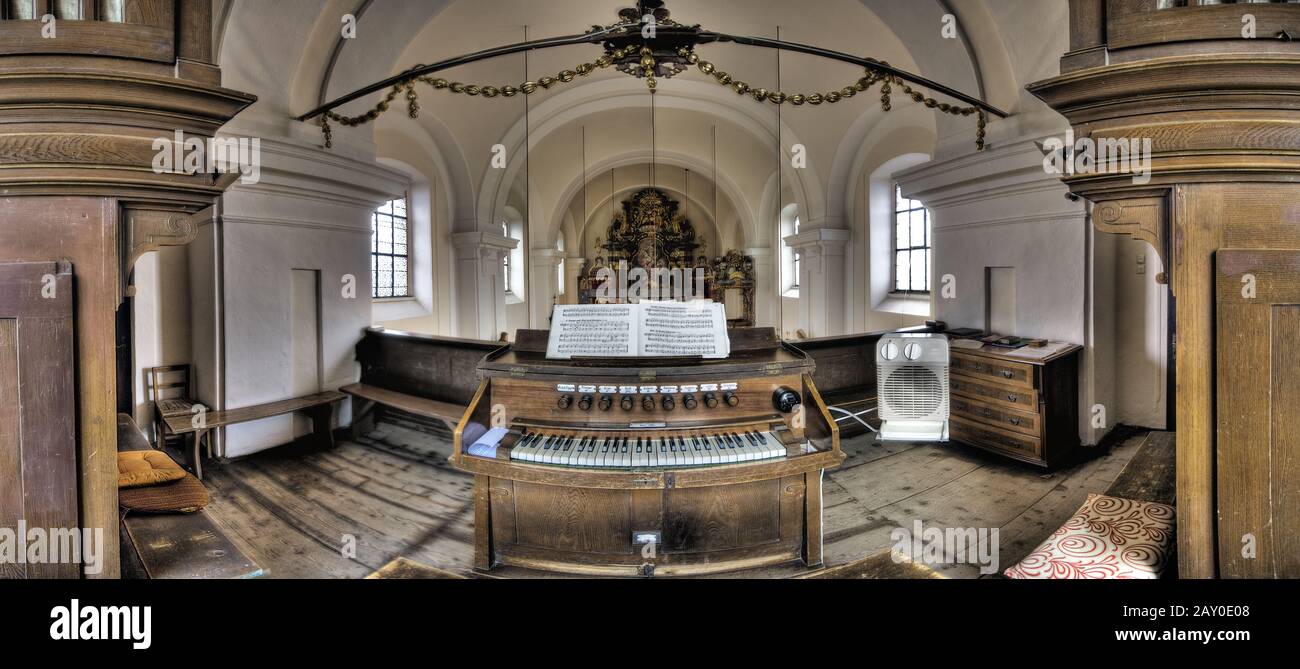 Orgue d'une église de village à Haselbach, Weinviertel, Basse-Autriche, Autriche - orgue dans une église de village à Haselbach, Weinvierte Banque D'Images