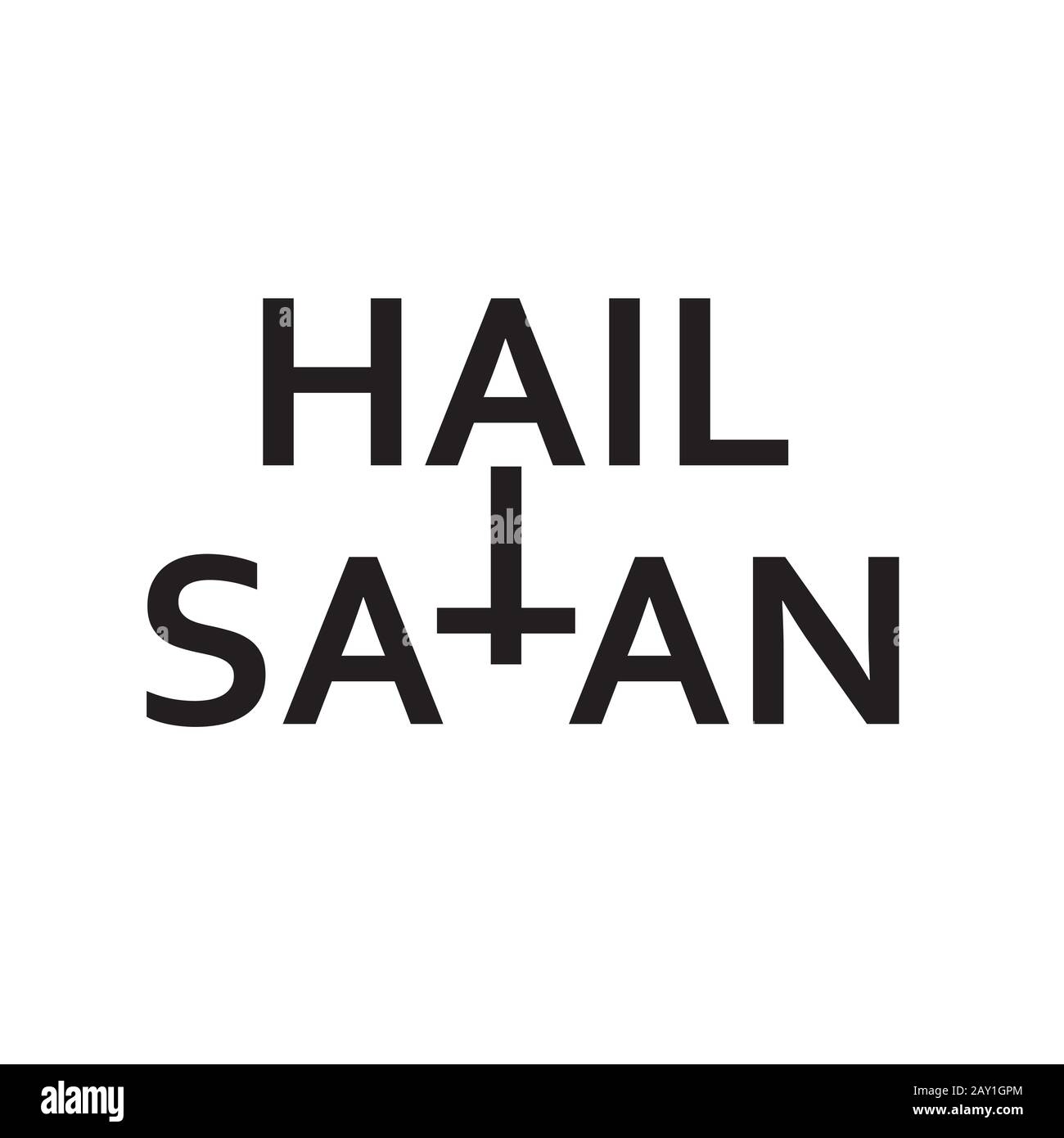 Hail Satan- Antichrist citation avec le symbole crossocculte inversé Illustration de Vecteur