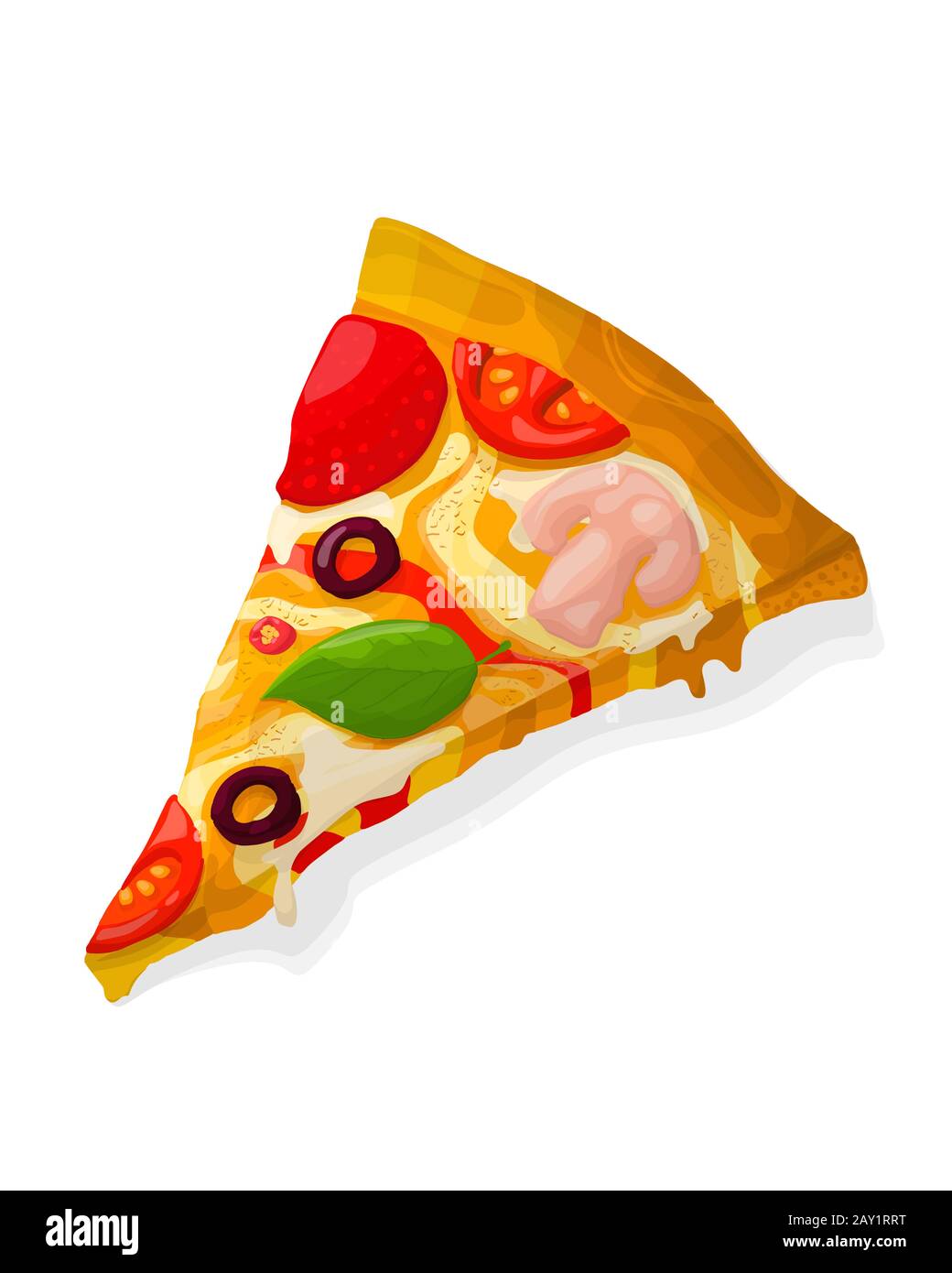 Tranche de pizza vectorielle avec salami et pepperoni sur fond blanc Illustration de Vecteur