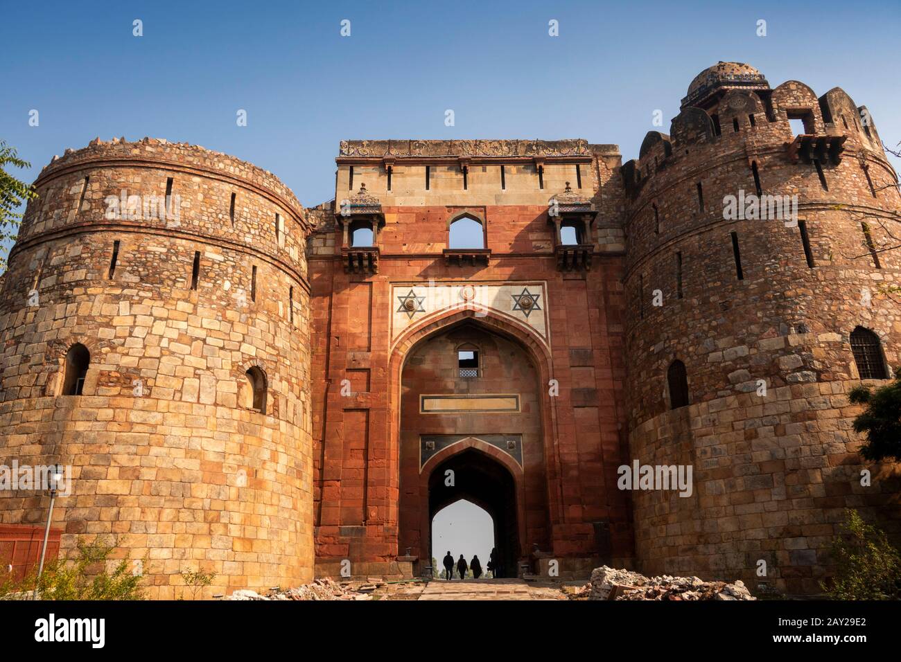 Inde, Uttar Pradesh, New Delhi, Purana Qila, Fort De L'Époque De Mughal, Porte Principale De Bara Darwaza, Banque D'Images