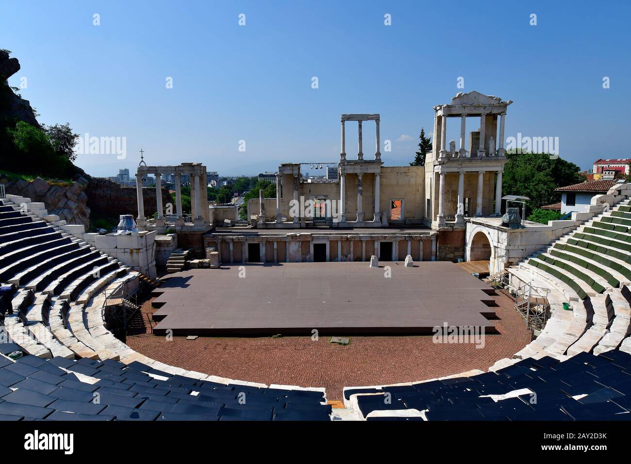 Plovdiv, Bulgarie - Juin 08, 2018 : amphithéâtre romain dans le quartier de la vieille ville, la ville est devenue capitale européenne de la Culture 2019 Banque D'Images