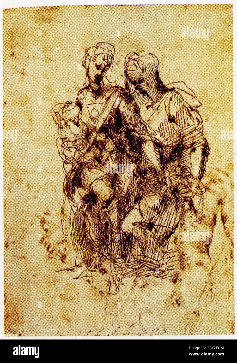 Michel-Ange. Etude pour la Sainte Anne. 1501. Banque D'Images