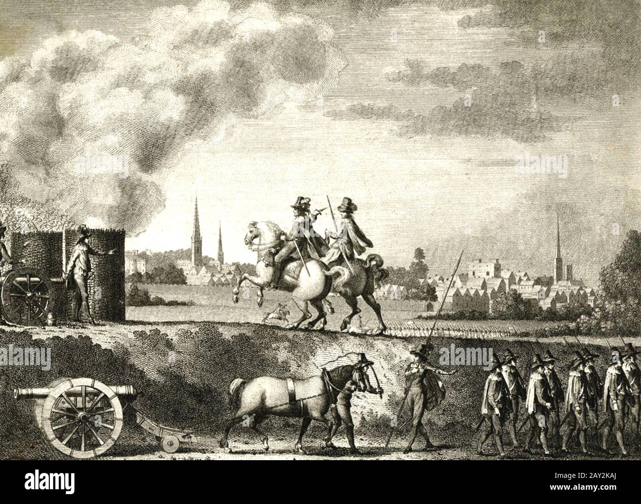 BEIGE DE LEICESTER 1645. Prince Rupert dirige le siège de la ville pendant la guerre civile anglaise Banque D'Images