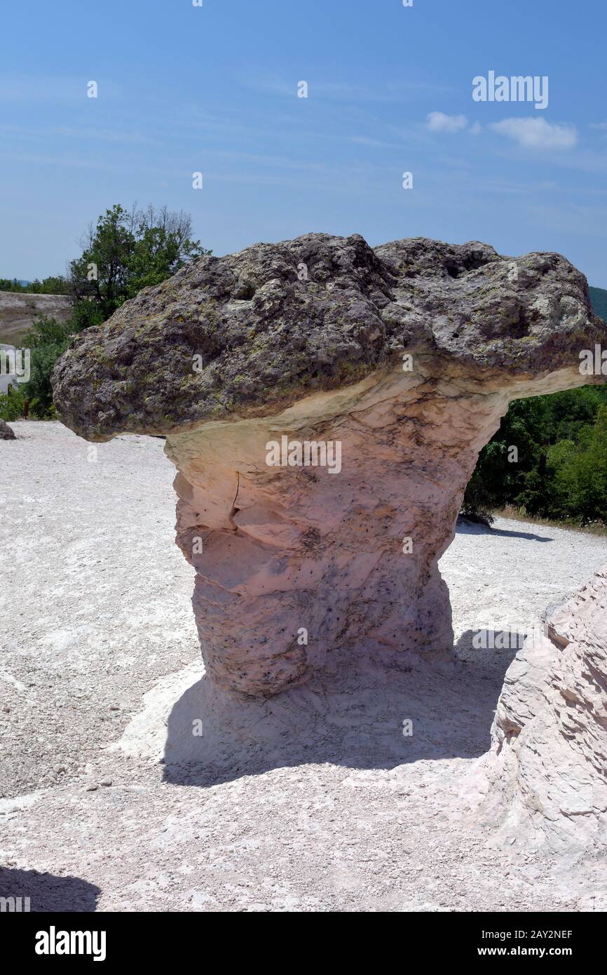 La Bulgarie, phénomène naturel rock formation nommée roches Champignons Champignons de pierre aka, situé dans petit village Beli Plast près de Kardzhali Banque D'Images