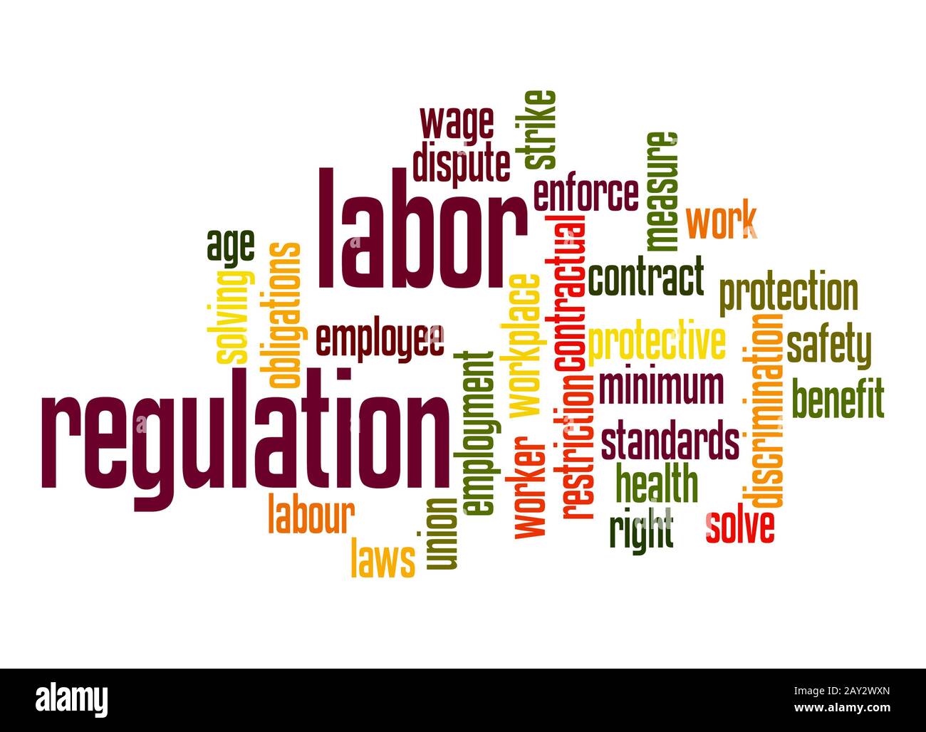 La réglementation du travail, nuage de mots Banque D'Images