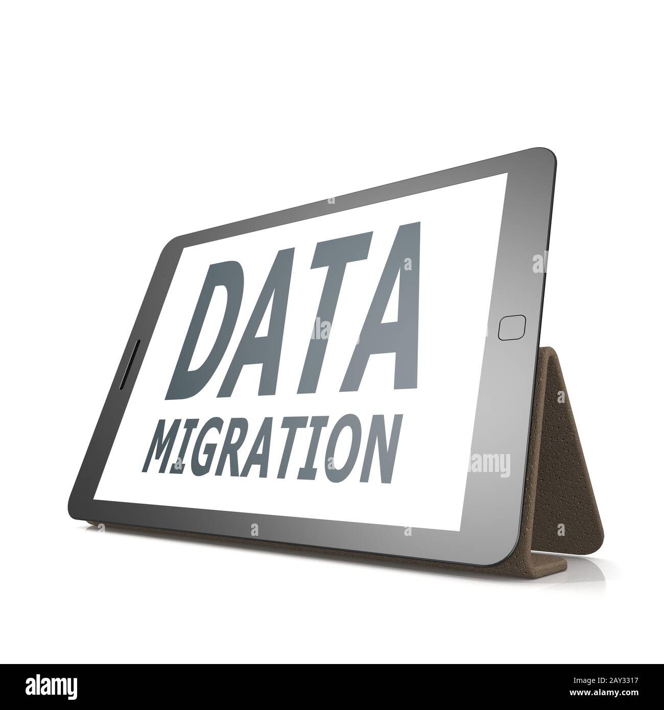 Tablette avec mot de migration des données Banque D'Images