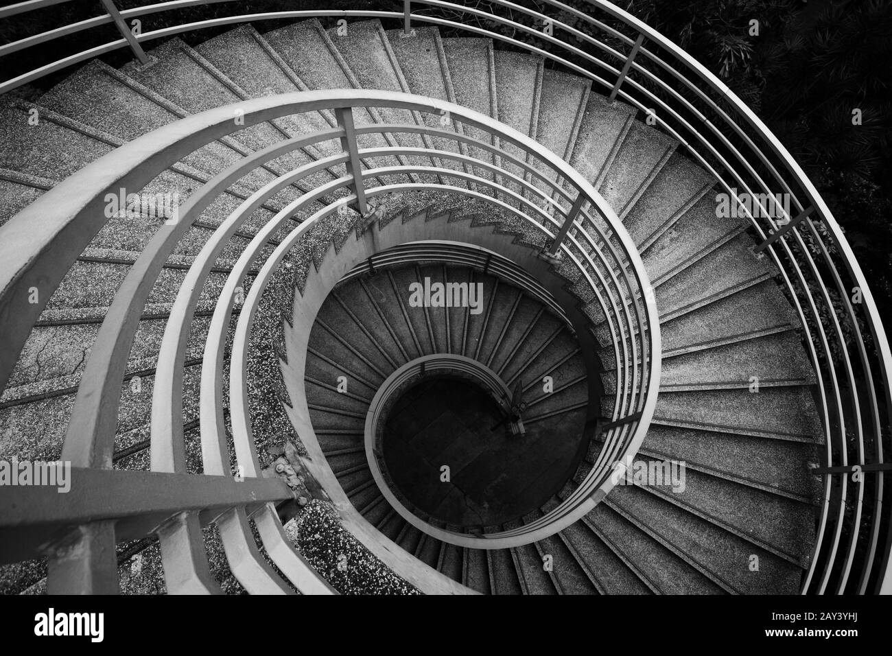 Escaliers en spirale, noir et blanc Banque D'Images