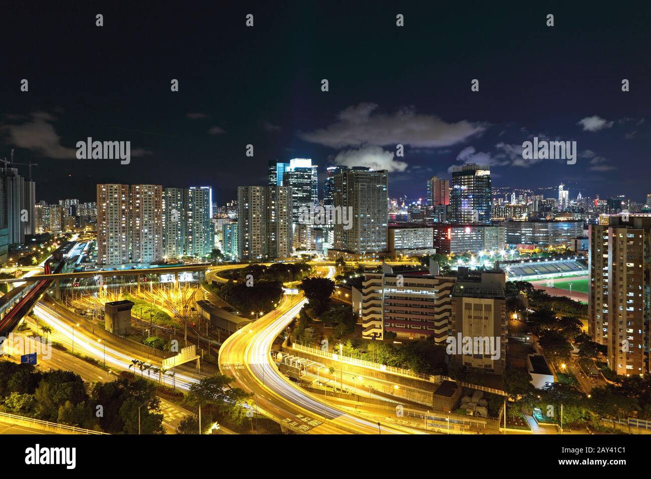 Hong Kong downtown at night Banque D'Images