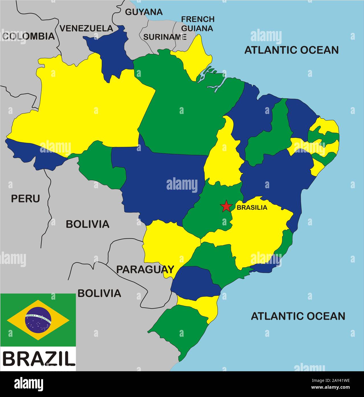 Carte du Brésil Banque D'Images