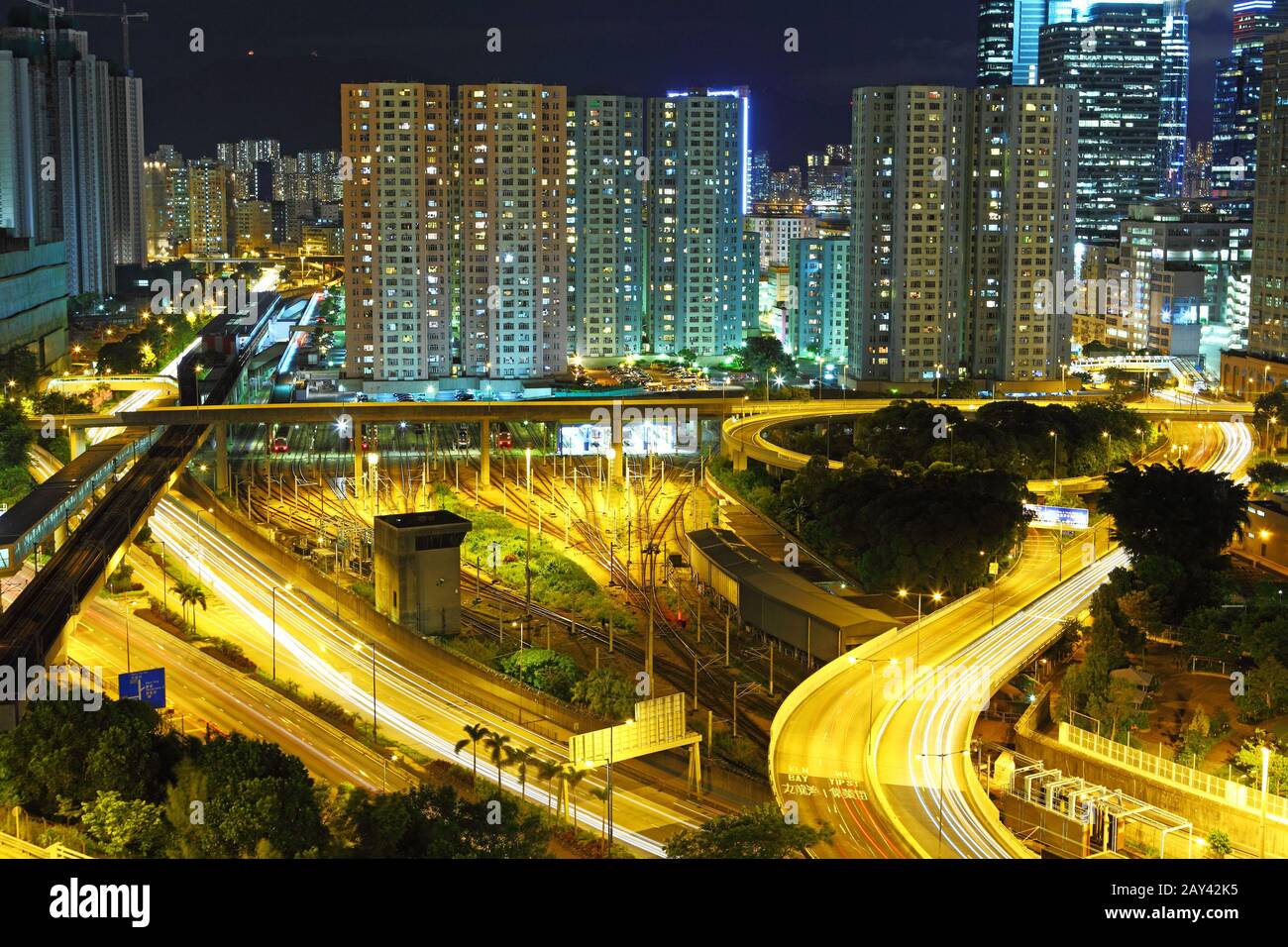 Hong Kong downtown at night Banque D'Images