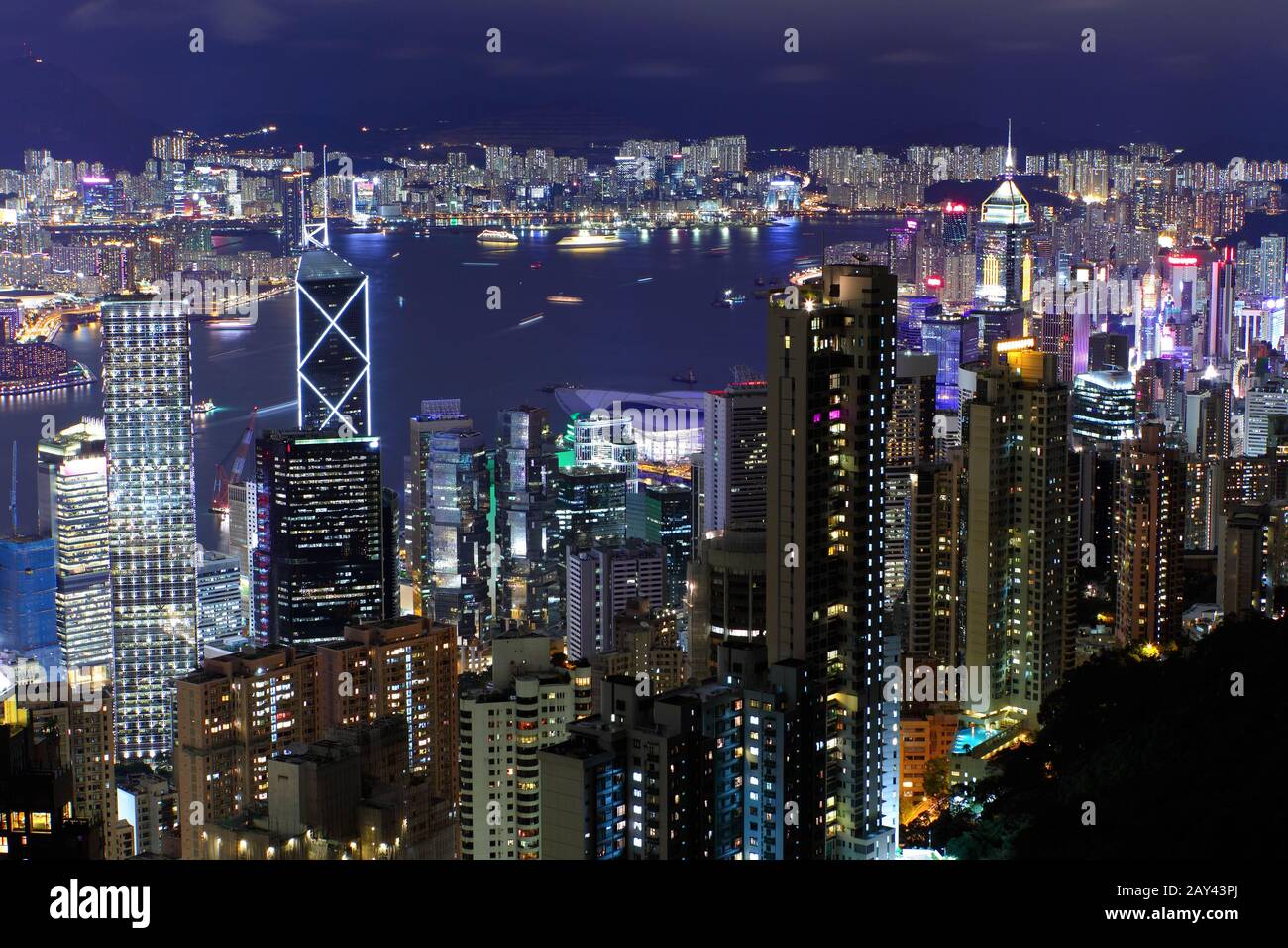 Hong kong city at night Banque D'Images