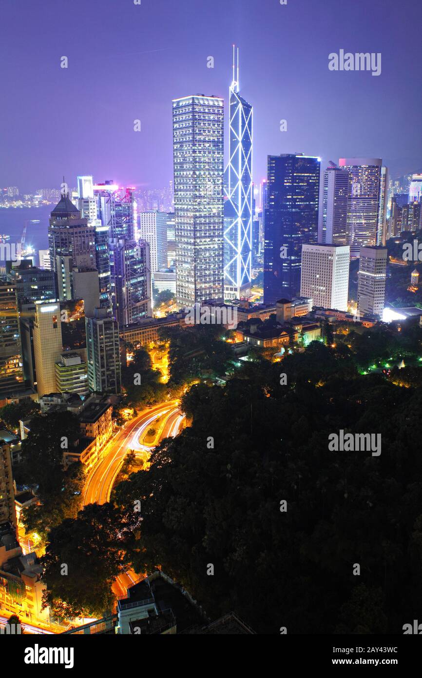 Hong kong city at night Banque D'Images