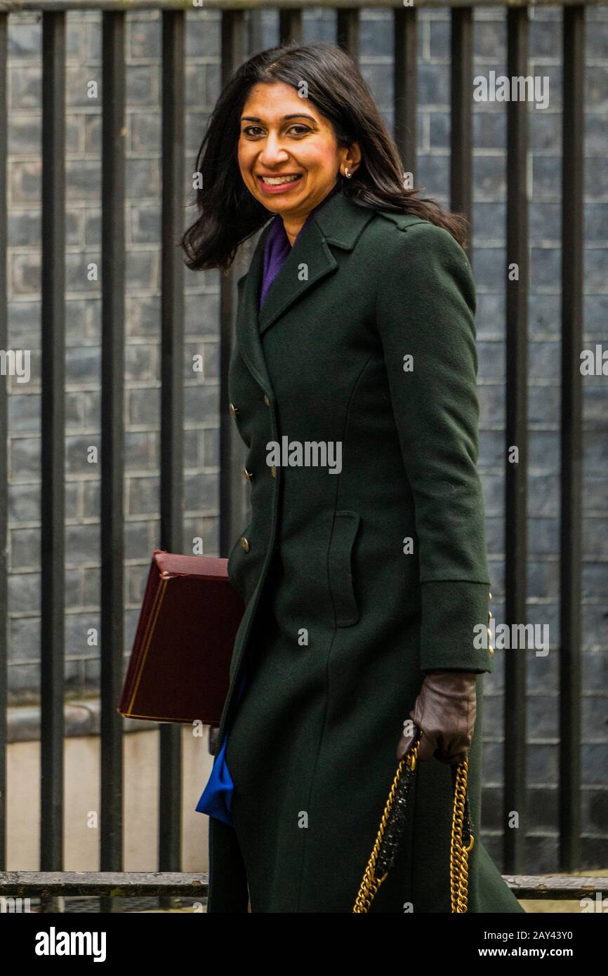 Londres, Royaume-Uni. 14 février 2020. Suella Baverman MP a été nommée Procureur général - les ministres arrivent pour la première réunion du Cabinet après le remaniement de Boris Johnson, Downing Street. Crédit: Guy Bell/Alay Live News Banque D'Images
