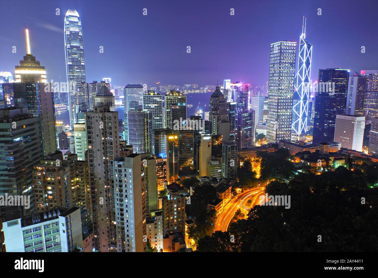 Hong kong city at night Banque D'Images