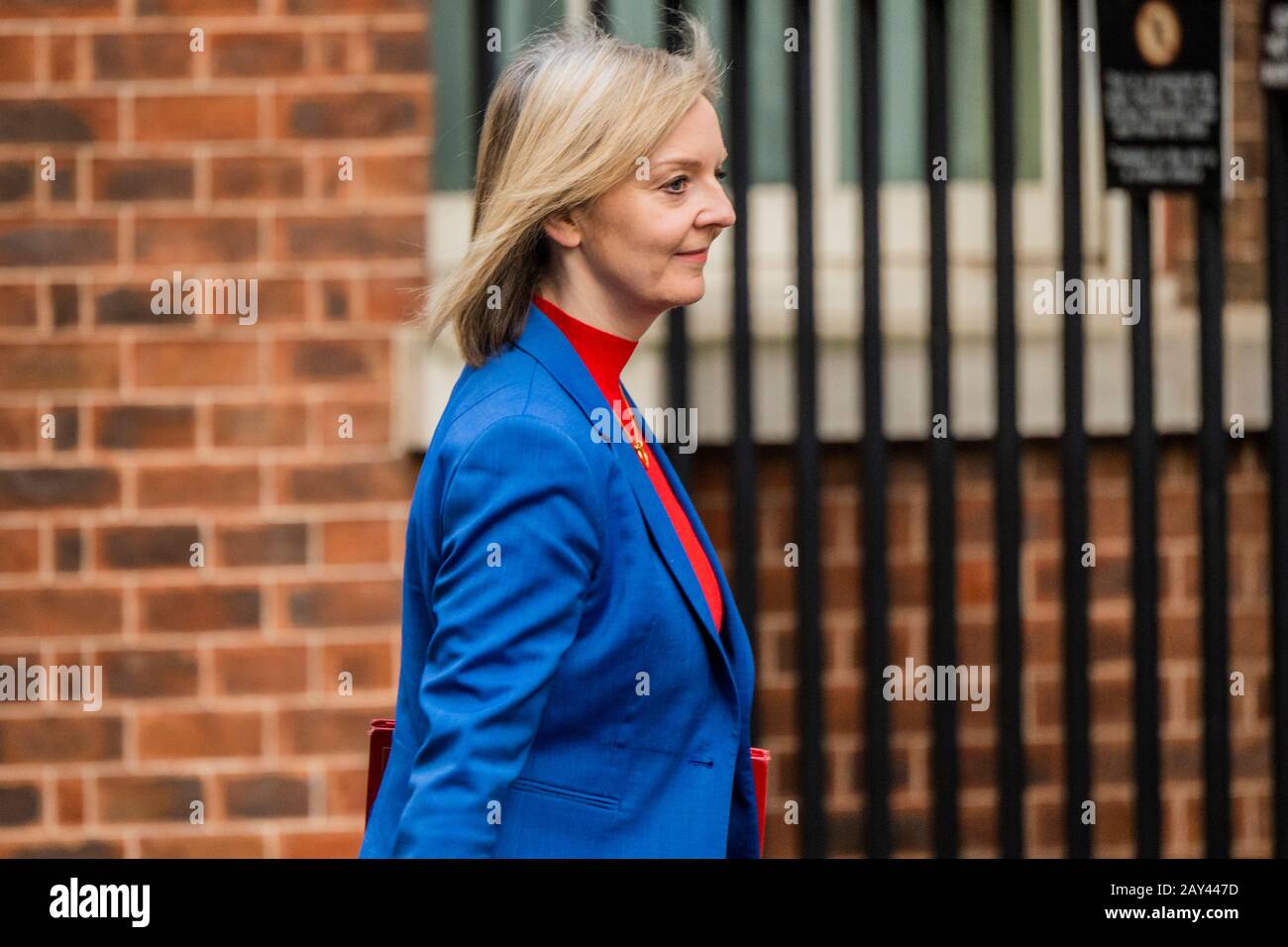 Londres, Royaume-Uni. 14 février 2020. Le député de la RT-Hon Elizabeth Truss demeure secrétaire d'État et présidente du Conseil du commerce, et ministre des femmes et Des Équialités - les ministres arrivent pour la première réunion du Cabinet après le remaniement de Boris Johnson, Downing Street. Crédit: Guy Bell/Alay Live News Banque D'Images