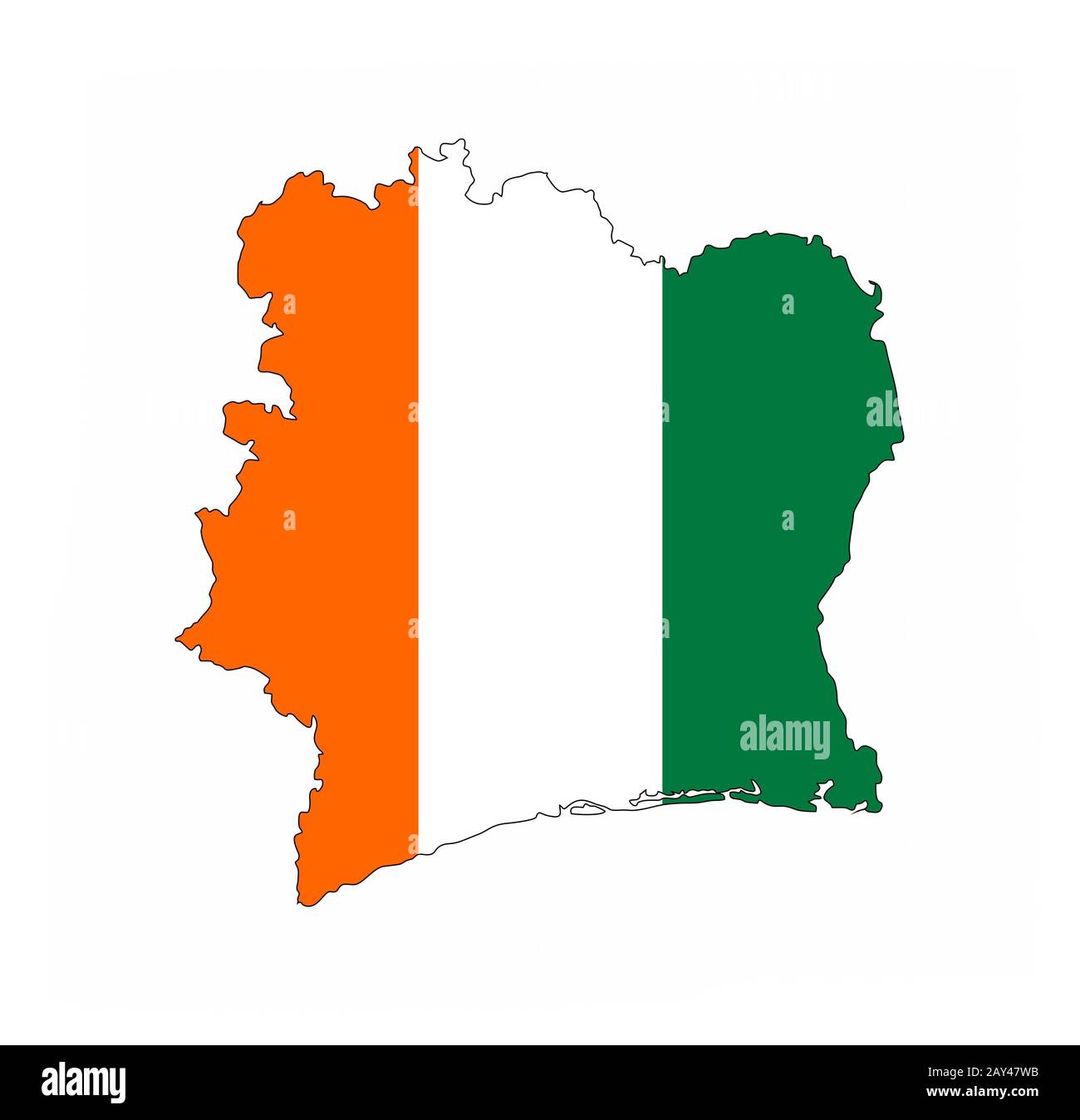 carte du drapeau de la côte d'ivoire Banque D'Images