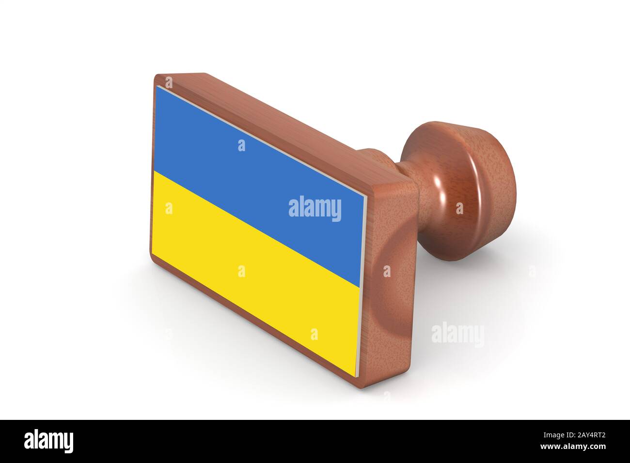 Timbre en bois avec drapeau de l'Ukraine Banque D'Images