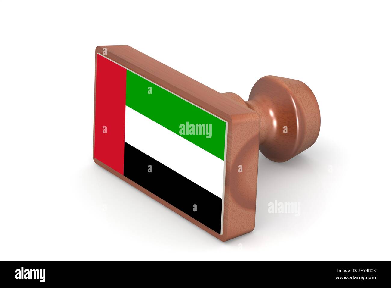 Timbre en bois avec drapeau Émirats Arabes Unis Banque D'Images