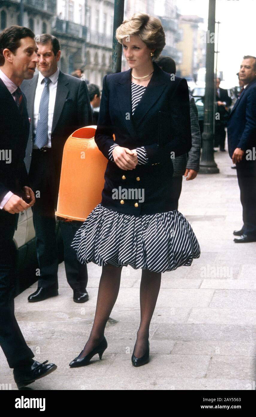 La princesse Diana de HRH visite Lisbonne lors de sa tournée royale du Portugal en janvier 1987 Banque D'Images