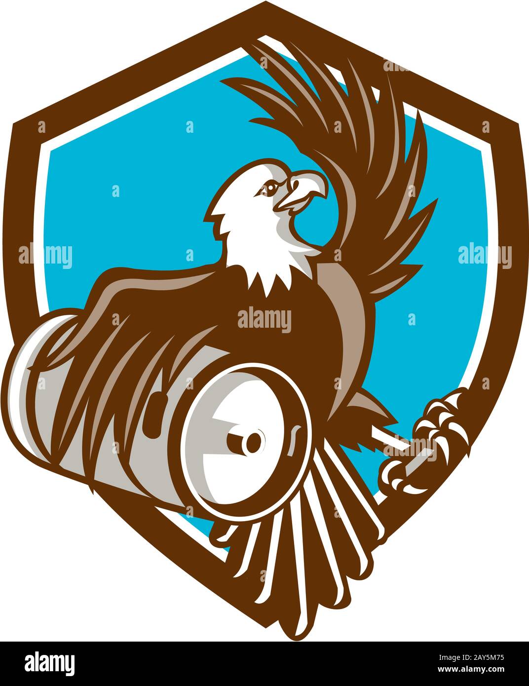 American Bald Eagle baril de bière rétro Crest Banque D'Images