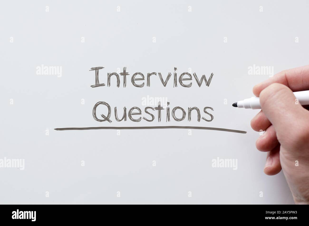 Interview les questions écrites sur le tableau blanc Banque D'Images