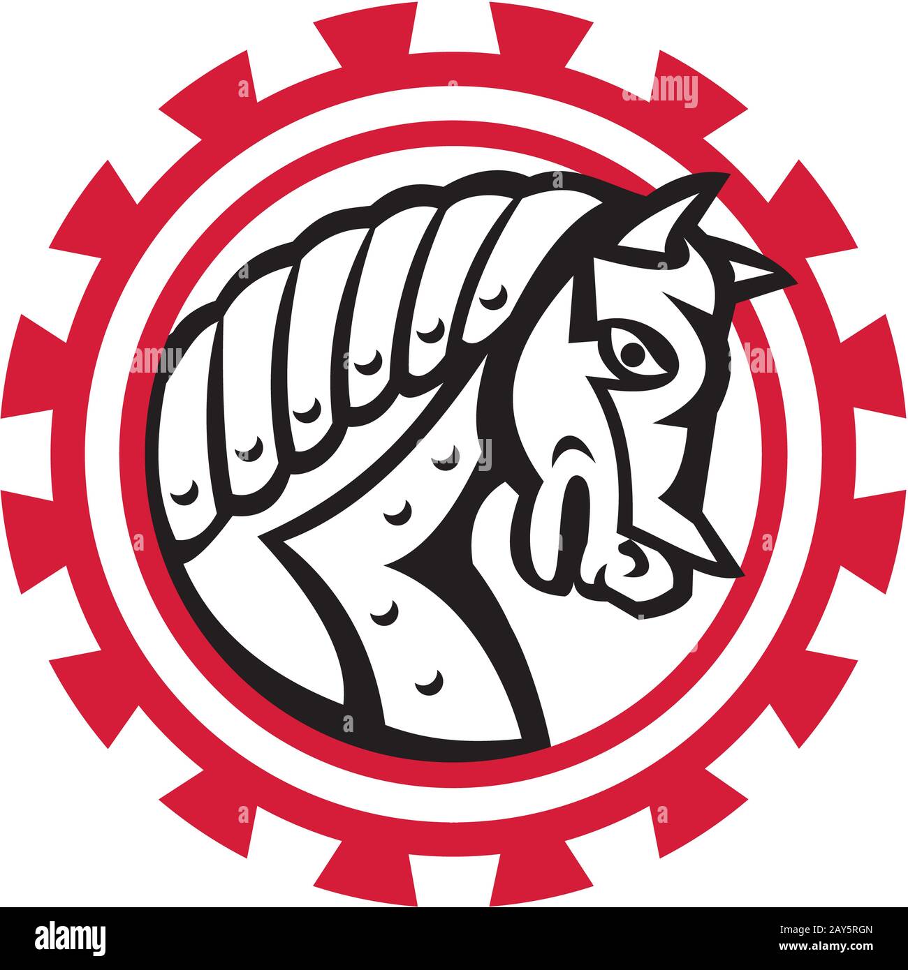 Armor War Horse Head Gear Retro Banque D'Images