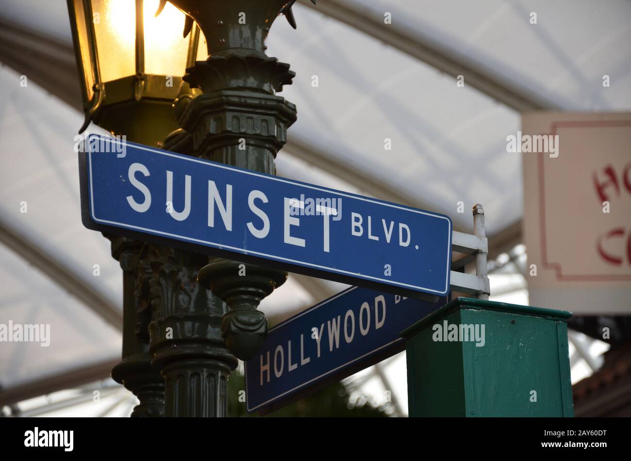 Sunset Blvd street sign Banque D'Images