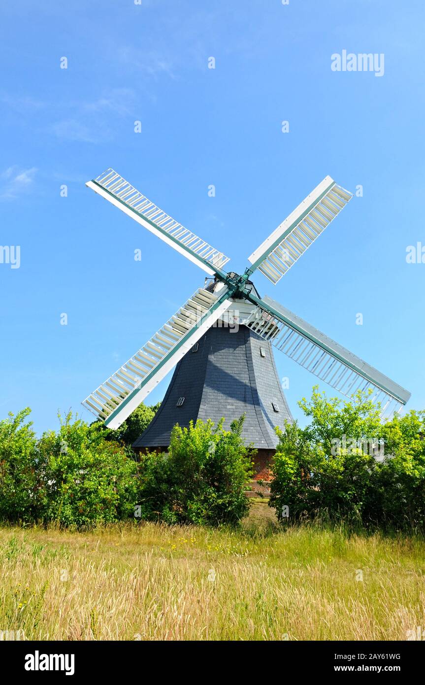 Largement visible le moulin à Krokau dans la mer Baltique Allemagne Banque D'Images