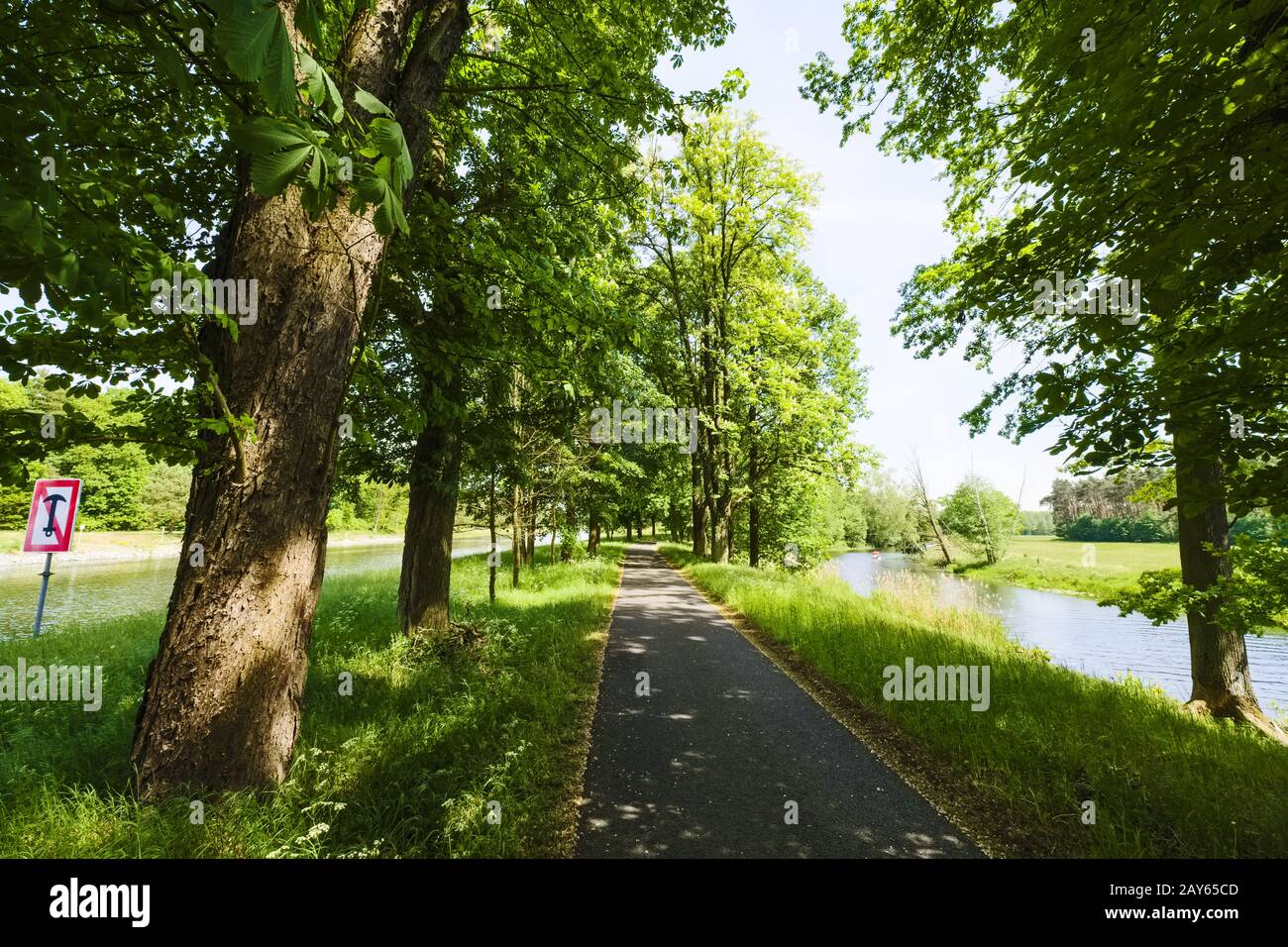 Chemin de fer entre le canal Oder-Spree et la Spree près de Neubrueck, Brandebourg, Allemagne Banque D'Images