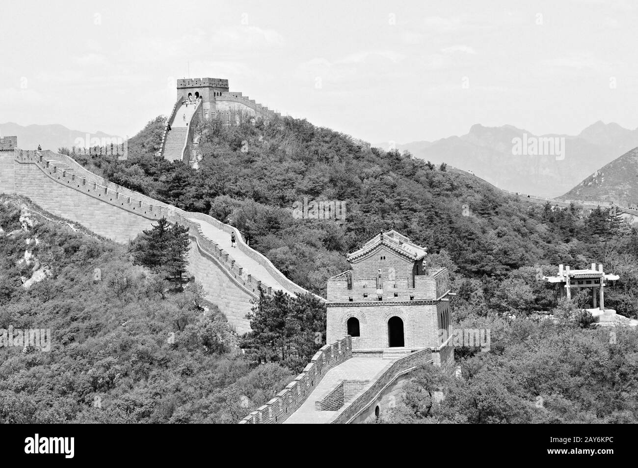 157/5000 place pour l'âme dans le temple sur le grand mur en Chine noir et blanc Banque D'Images