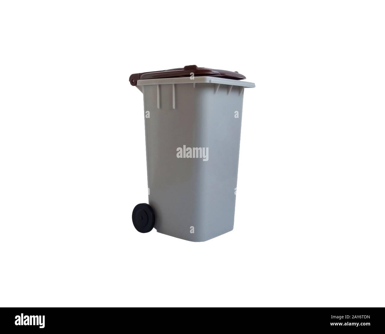 Poubelle Grise Et Brune Pour Dechets Organiques Fond Blanc Photo Stock Alamy