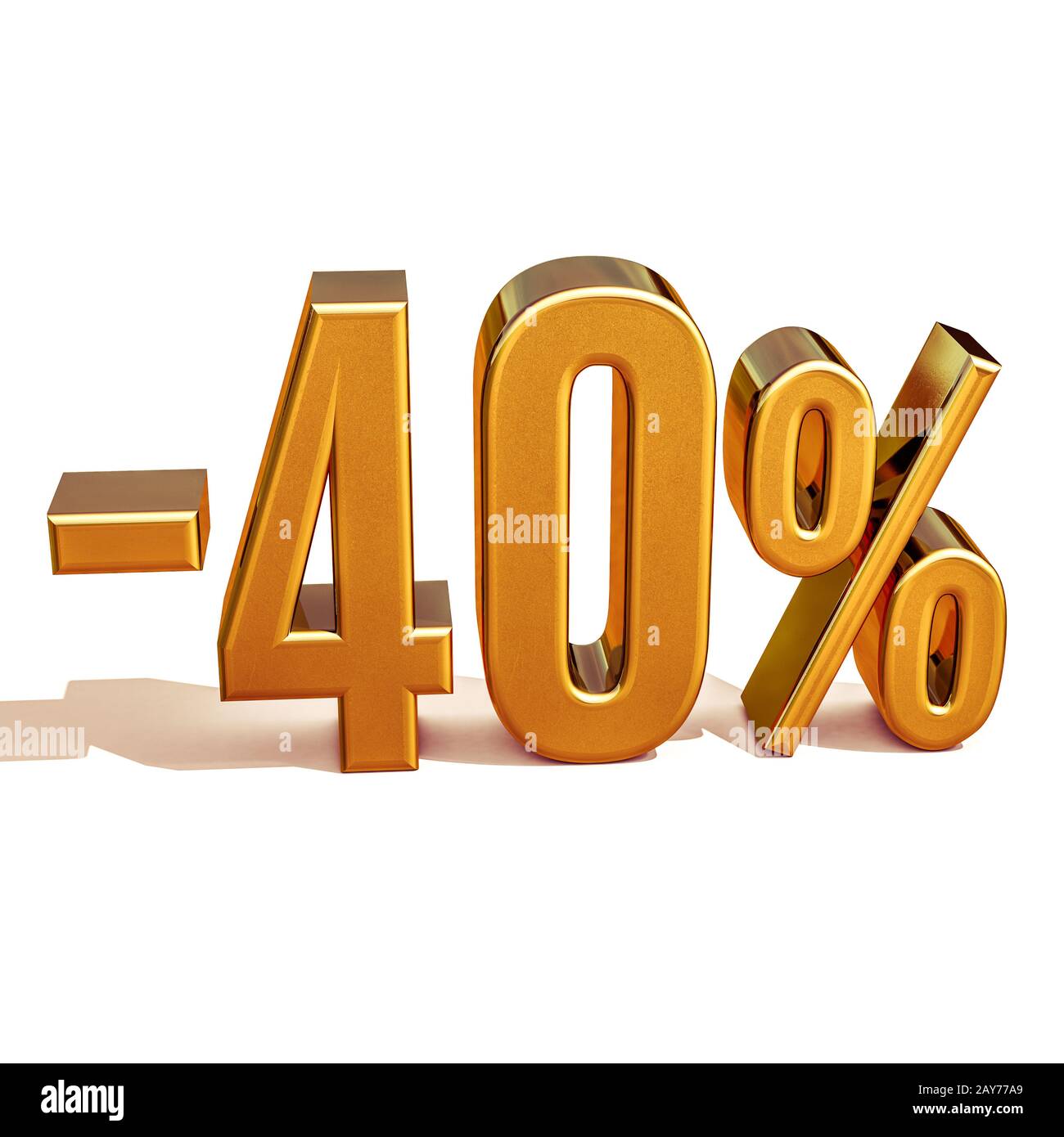 Or -40%, moins signe de remise de quarante pour cent Banque D'Images