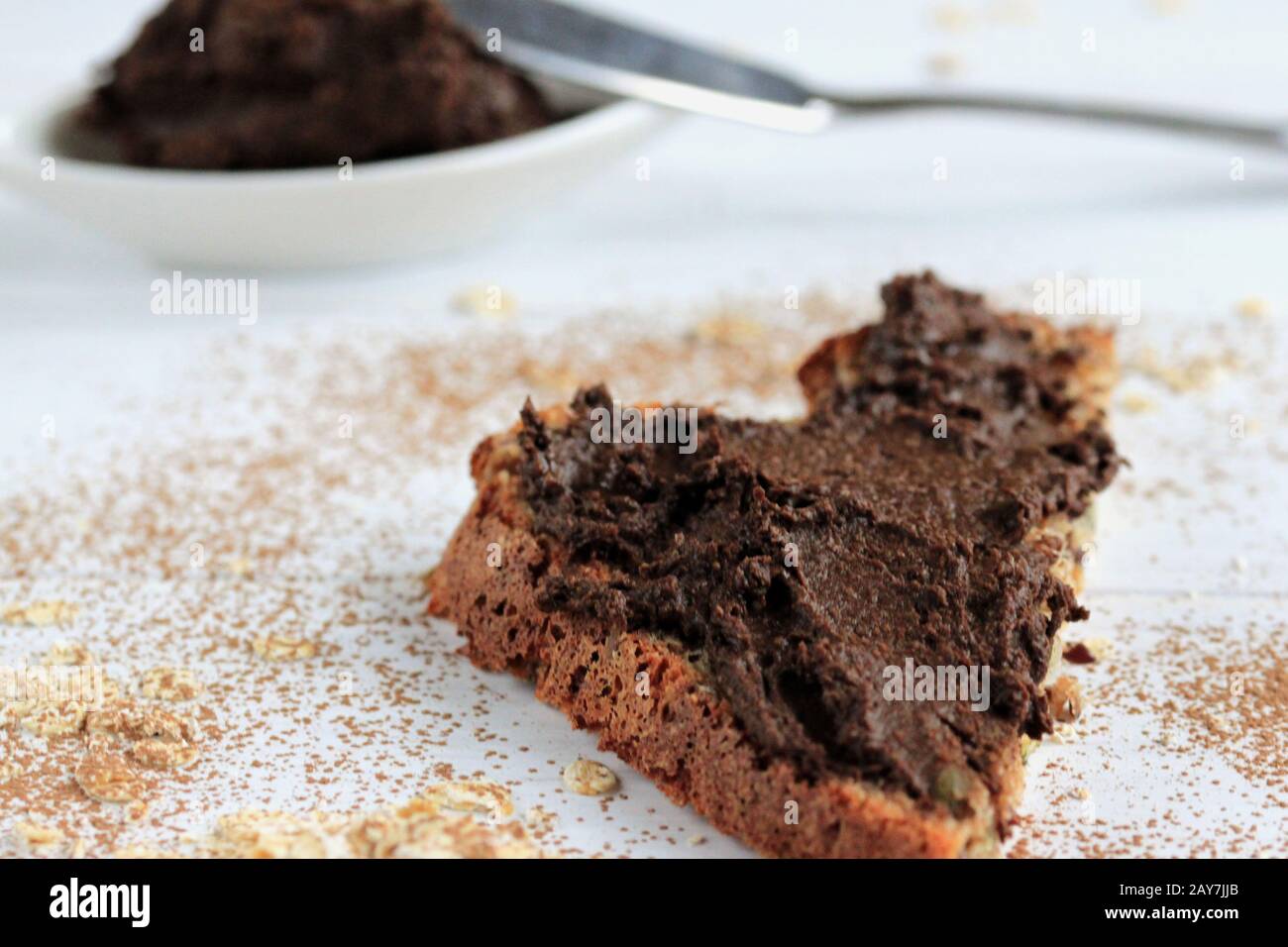 Nutella maison savoureuse. Une délicieuse crème au chocolat pour un sandwich. Un sandwich sucré. Banque D'Images