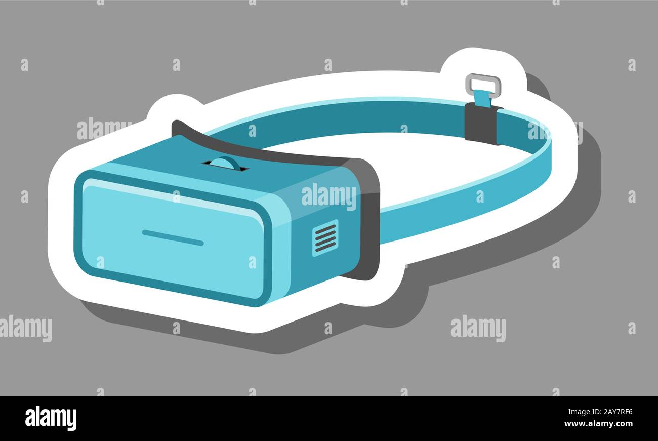 Icône de casque VR symbolisant le tridimensionnel et le futuriste. Tous les objets, les ombres et l'arrière-plan se trouvent dans différents calques. Illustration de Vecteur